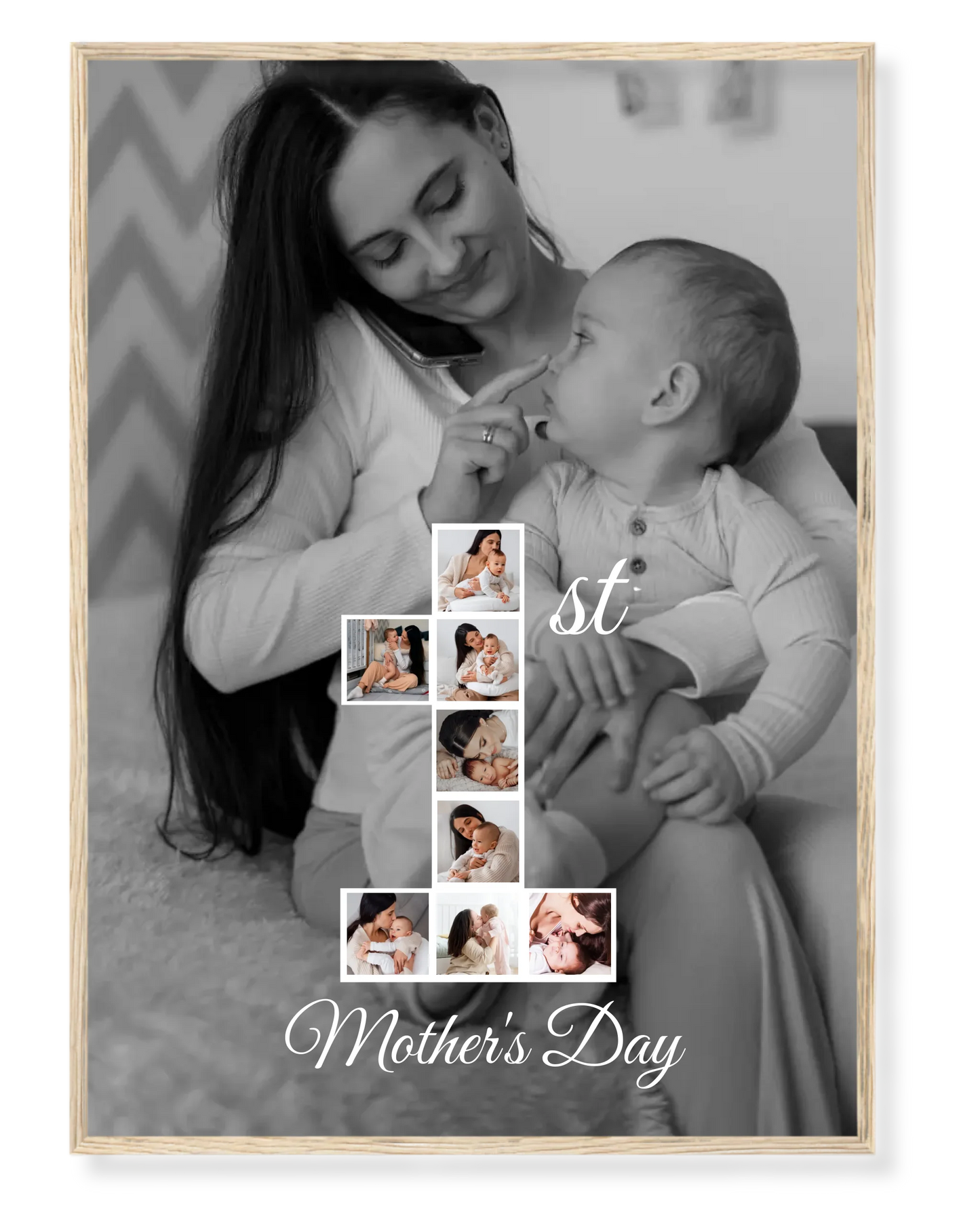 Personalized "1" Photo Collage – Celebrating Mom’s First Mother’s Day 💖👶