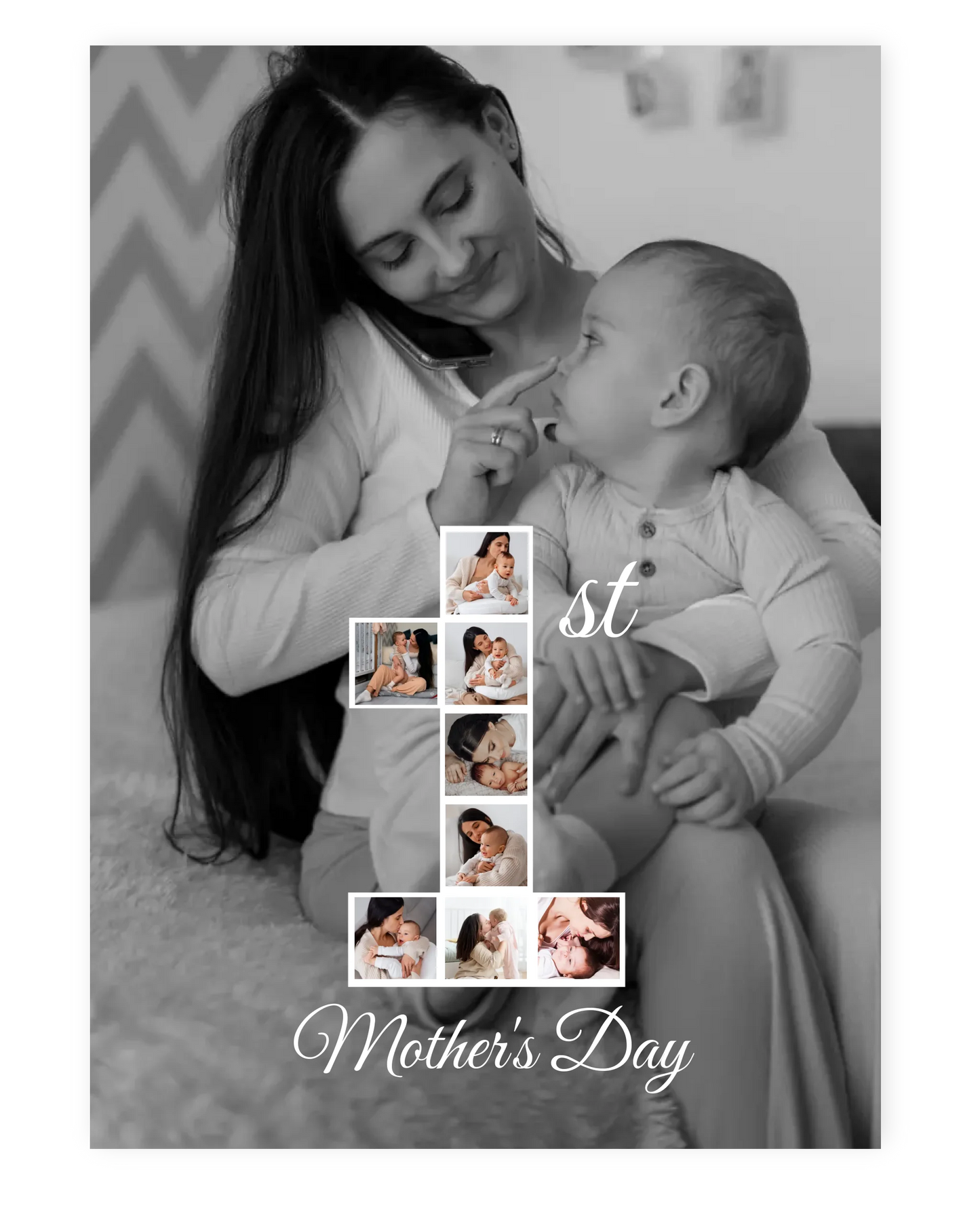Personalized "1" Photo Collage – Celebrating Mom’s First Mother’s Day 💖👶