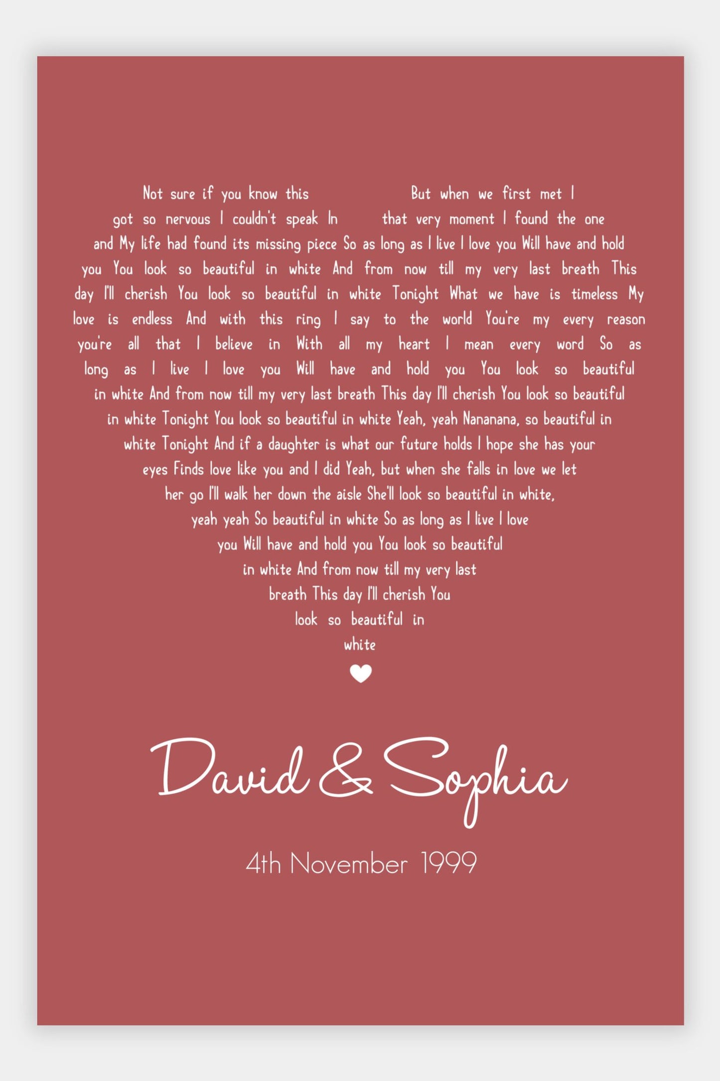 Personalized Heart-Shaped Song Lyrics Canvas – The Song of Your Love ❤️🎶