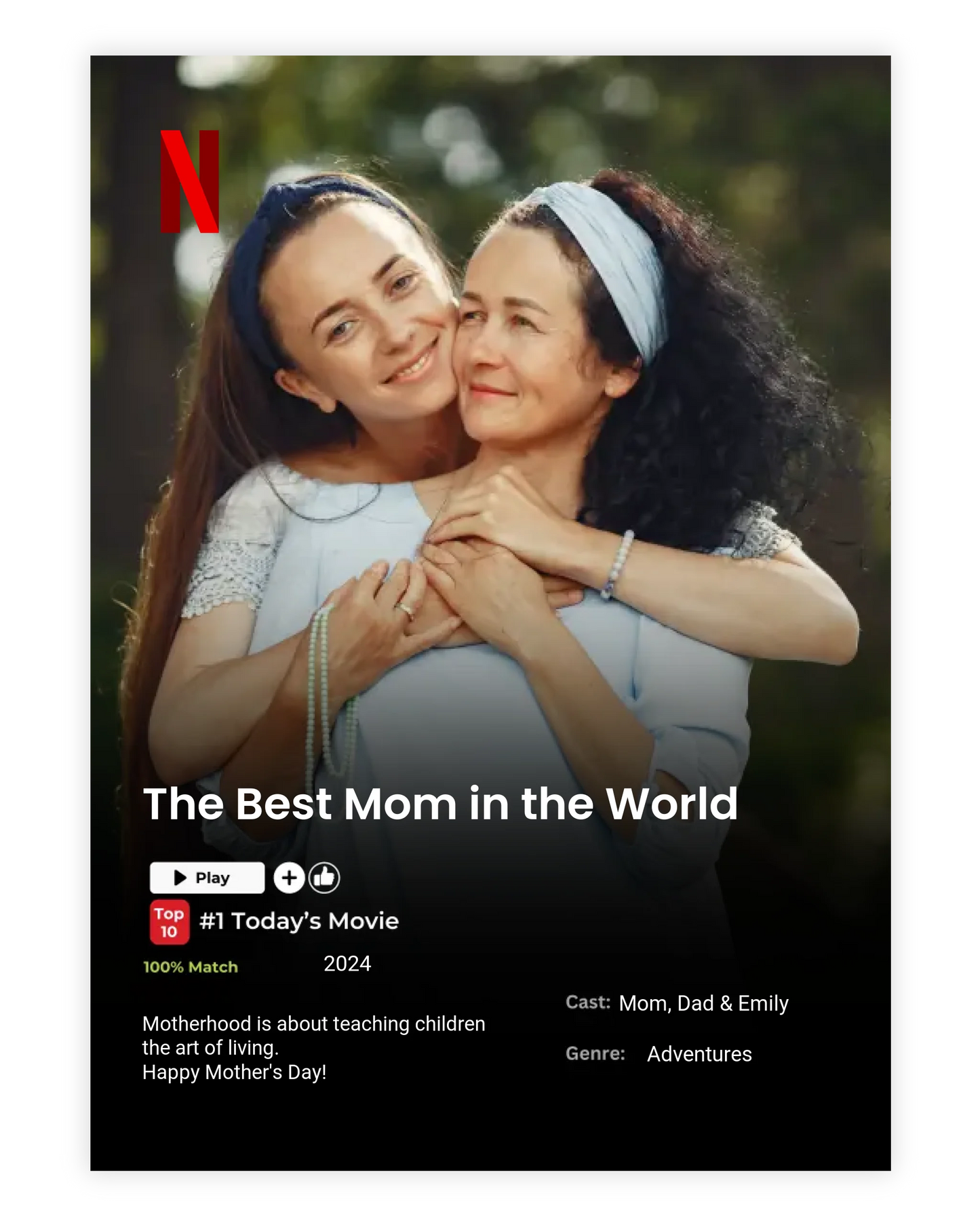 Personalized Netflix-Style Poster – "The Best Mom in the World" 🎬