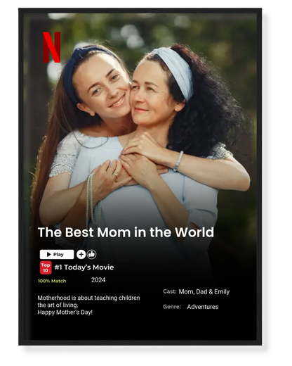 Personalized Netflix-Style Poster – "The Best Mom in the World" 🎬