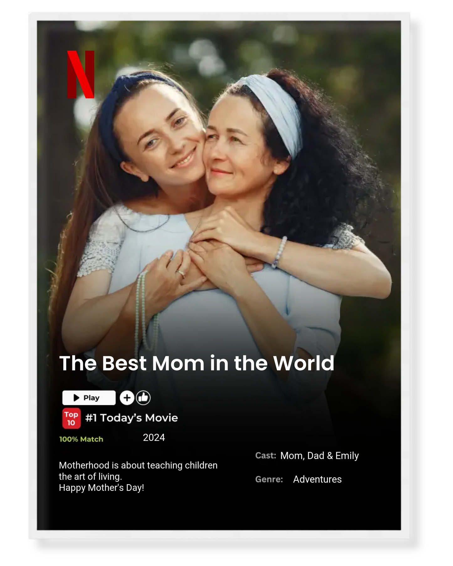 Personalized Netflix-Style Poster – "The Best Mom in the World" 🎬