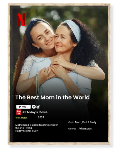 Personalized Netflix-Style Poster – "The Best Mom in the World" 🎬