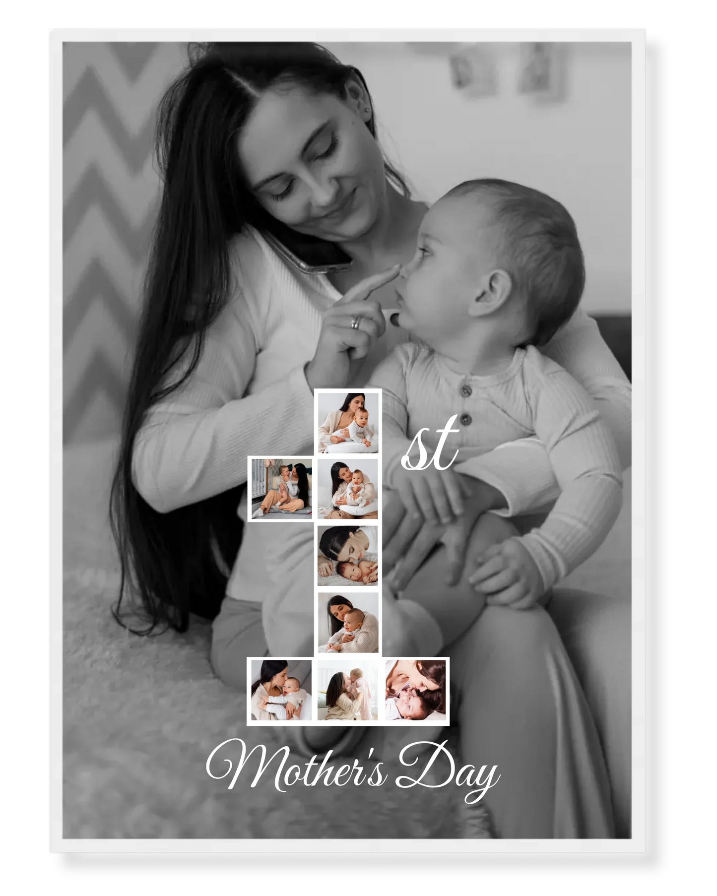 Personalized "1" Photo Collage – Celebrating Mom’s First Mother’s Day 💖👶