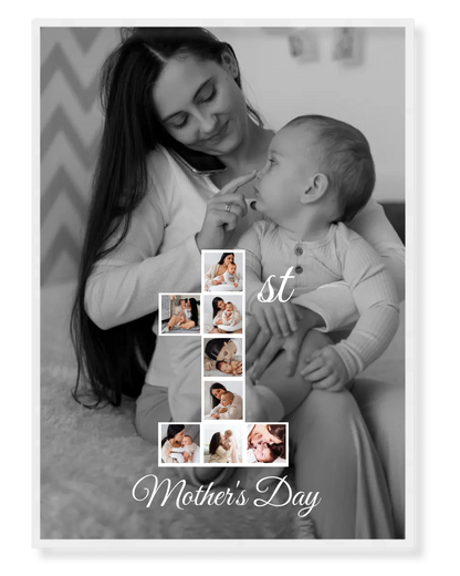 Personalized "1" Photo Collage – Celebrating Mom’s First Mother’s Day 💖👶