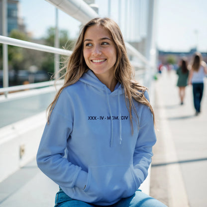 Personalized Embroidered Hoodie – Special Date in Roman Numerals
