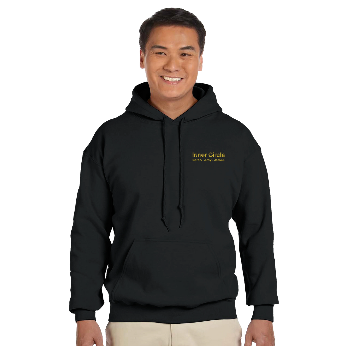 Custom Friends Hoodie — Inner Circle Minimalist Embroidery