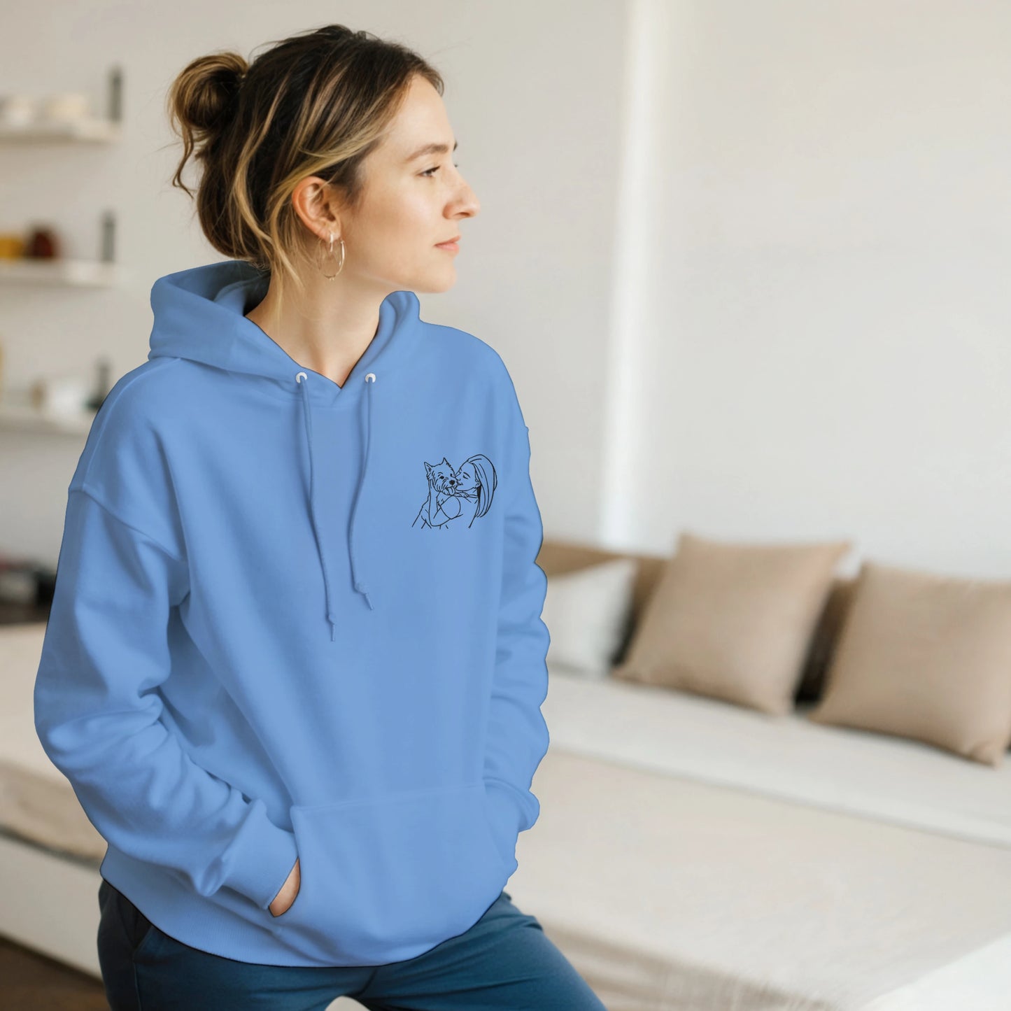 Stitch It to Me: Personalized Embroidered Line Art Hoodie