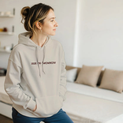 Personalized Embroidered Hoodie – Special Date in Roman Numerals