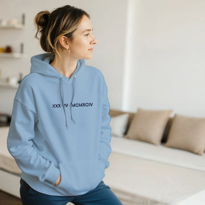 Personalized Embroidered Hoodie – Special Date in Roman Numerals