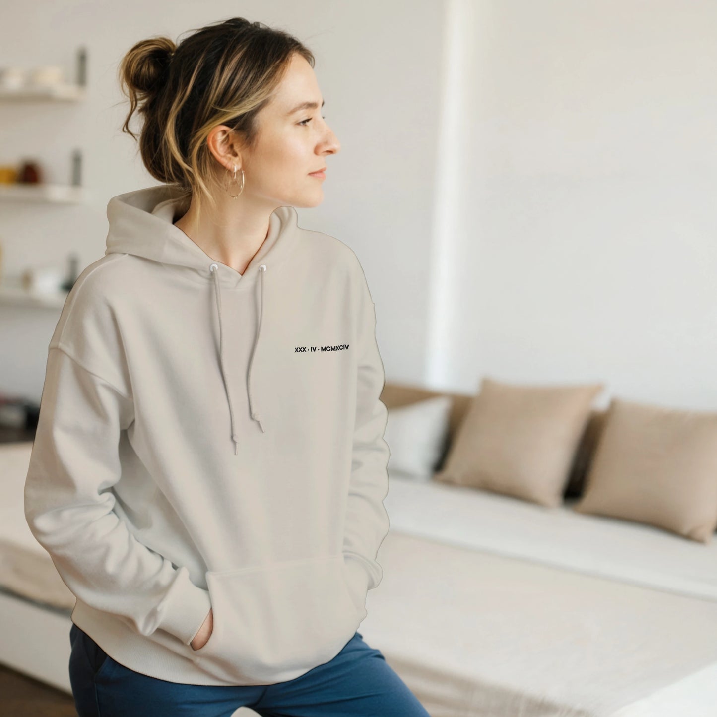 Custom Embroidered Hoodie – Special Date in Roman Numerals