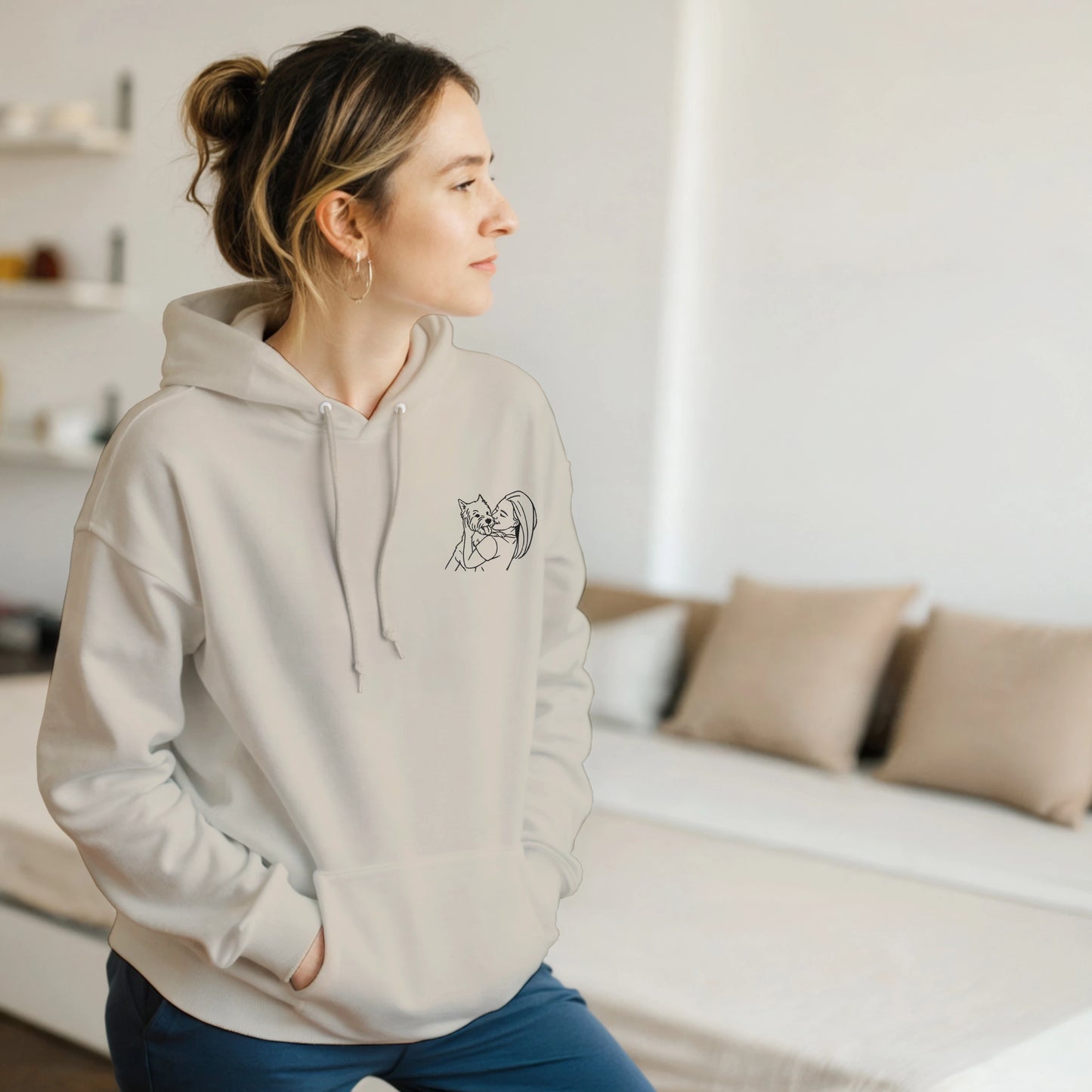 Stitch It to Me: Personalized Embroidered Line Art Hoodie