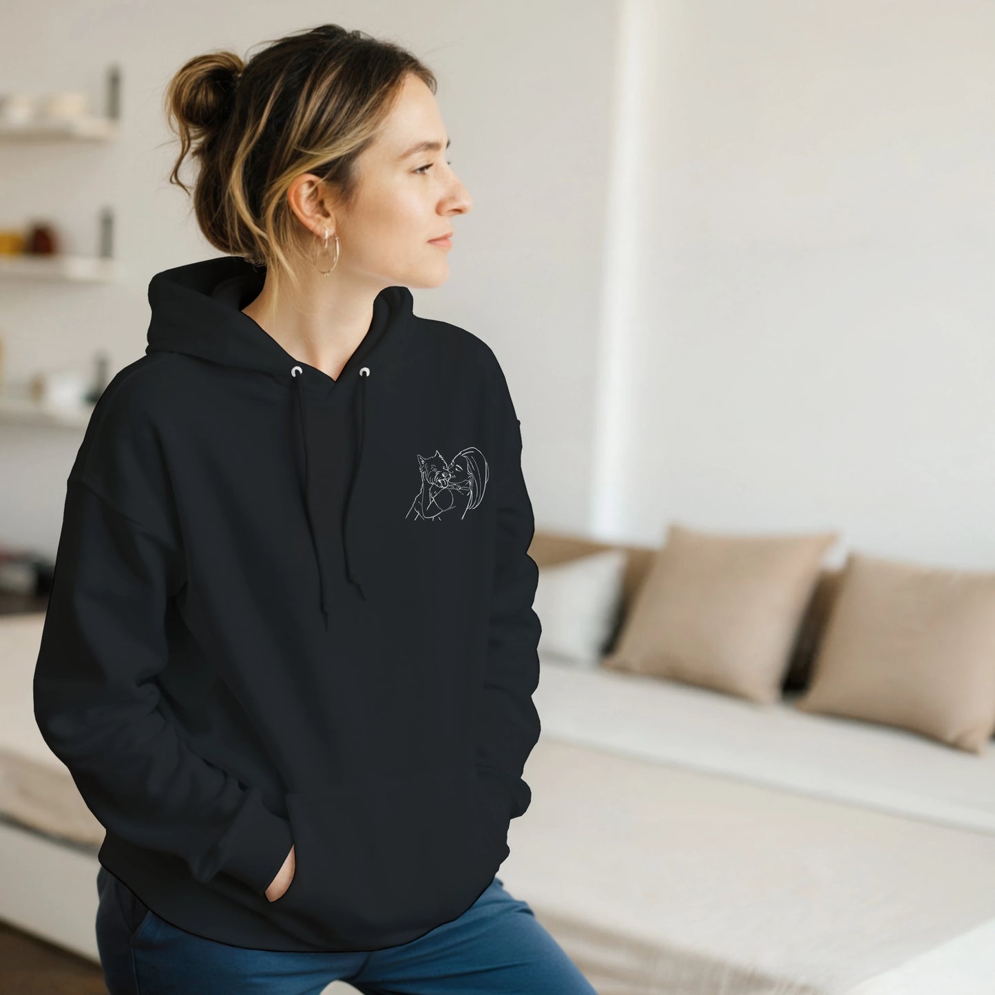 Stitch It to Me: Personalized Embroidered Line Art Hoodie