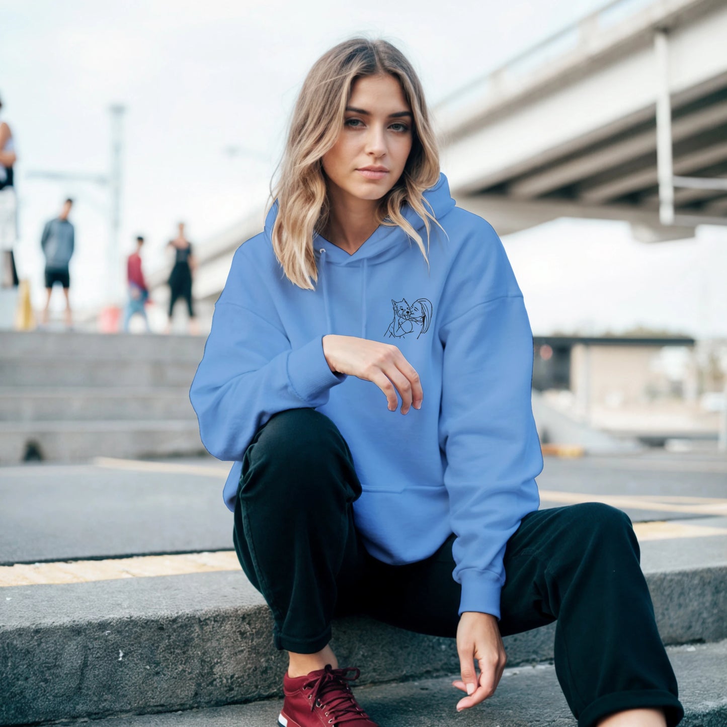 Stitch It to Me: Personalized Embroidered Line Art Hoodie