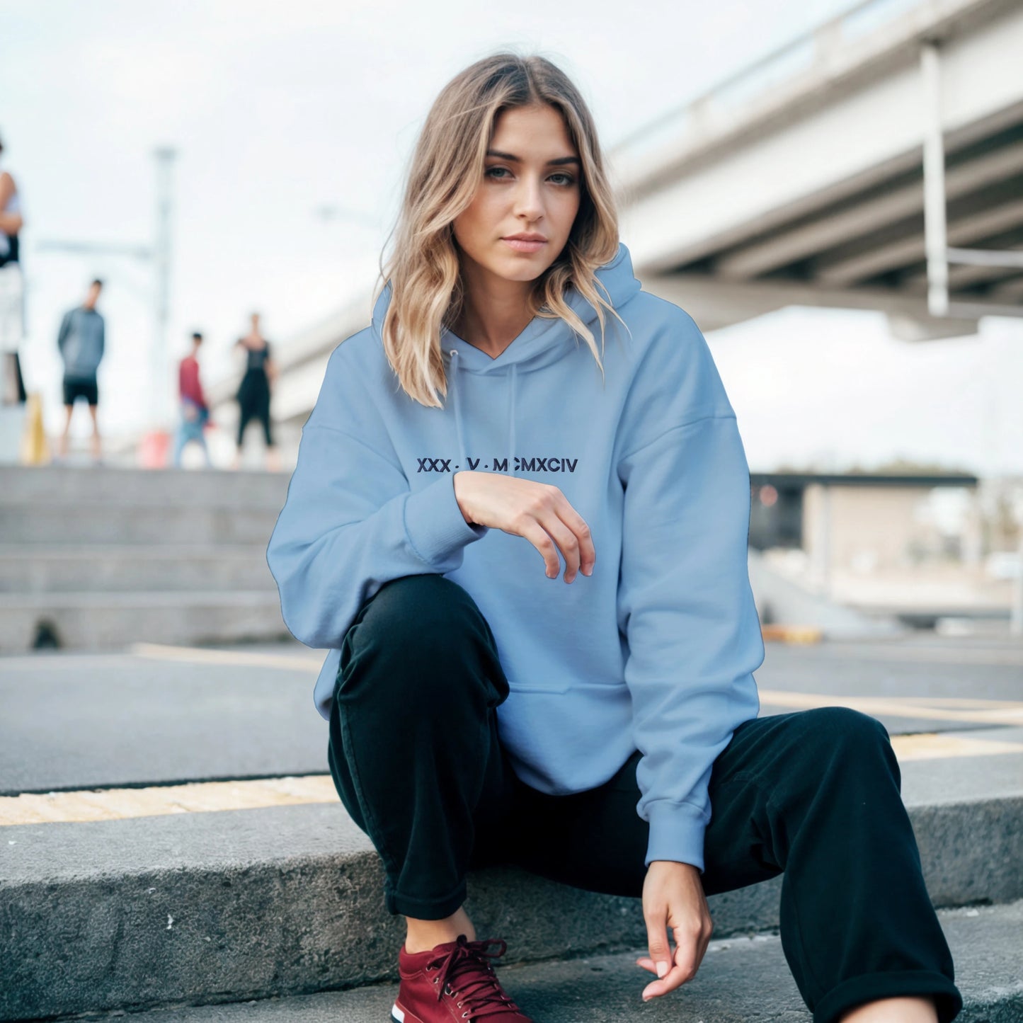 Personalized Embroidered Hoodie – Special Date in Roman Numerals