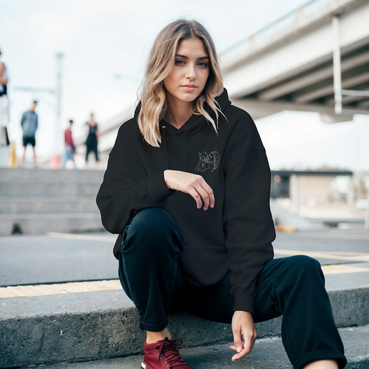 Stitch It to Me: Personalized Embroidered Line Art Hoodie