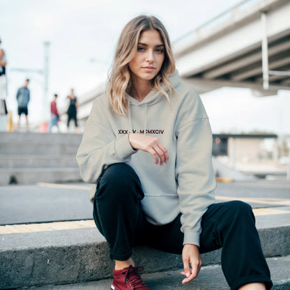 Personalized Embroidered Hoodie – Special Date in Roman Numerals