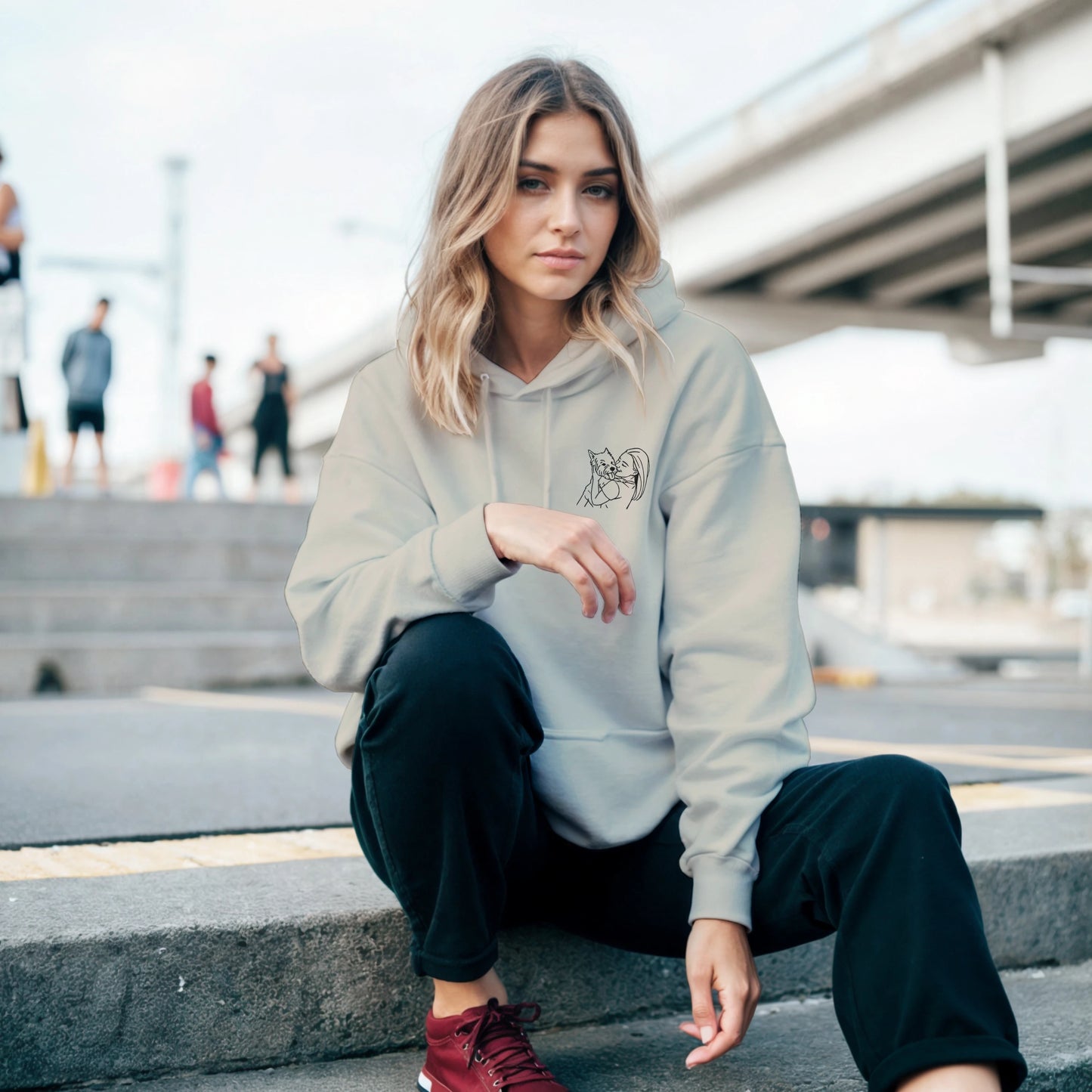 Stitch It to Me: Personalized Embroidered Line Art Hoodie