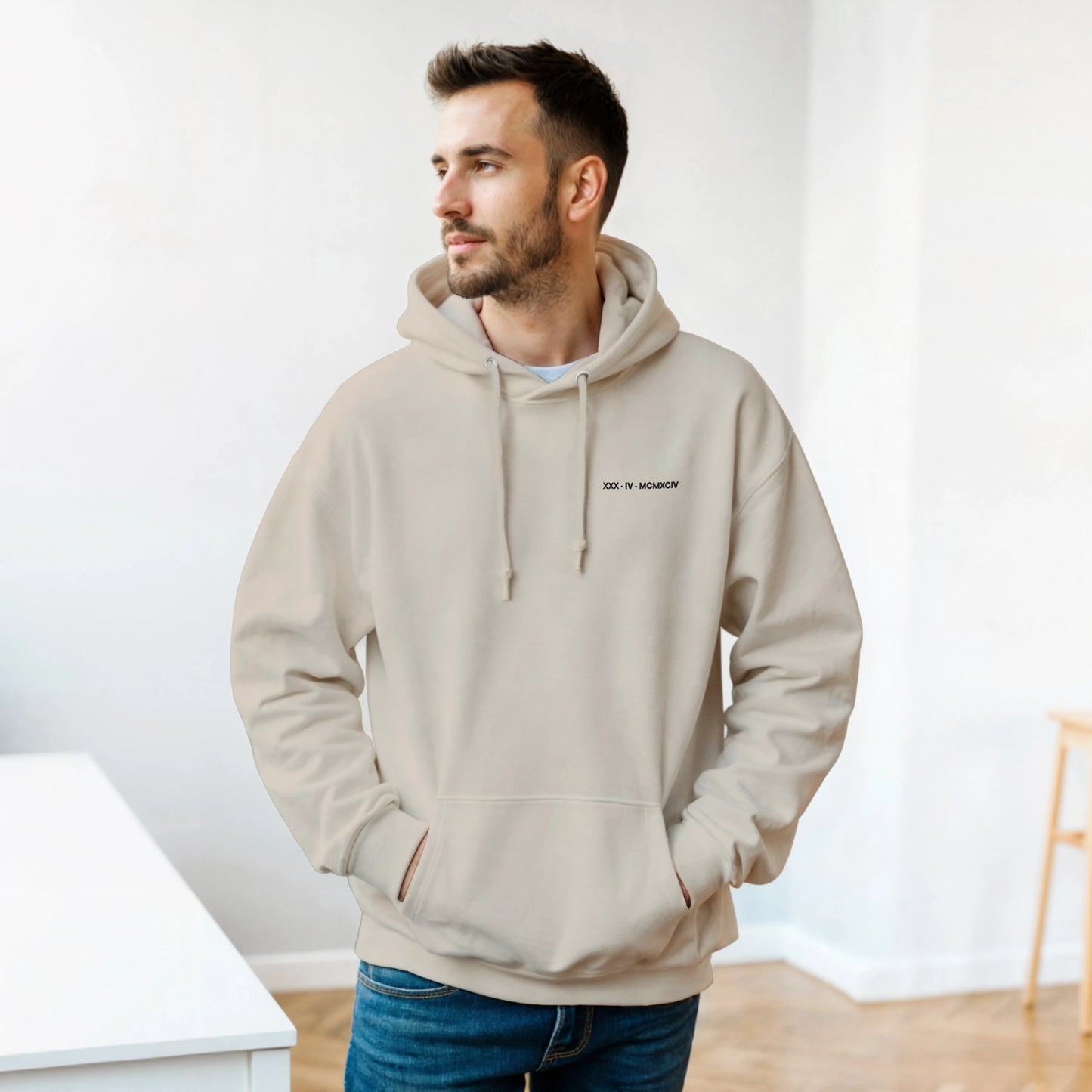 Custom Embroidered Hoodie – Special Date in Roman Numerals
