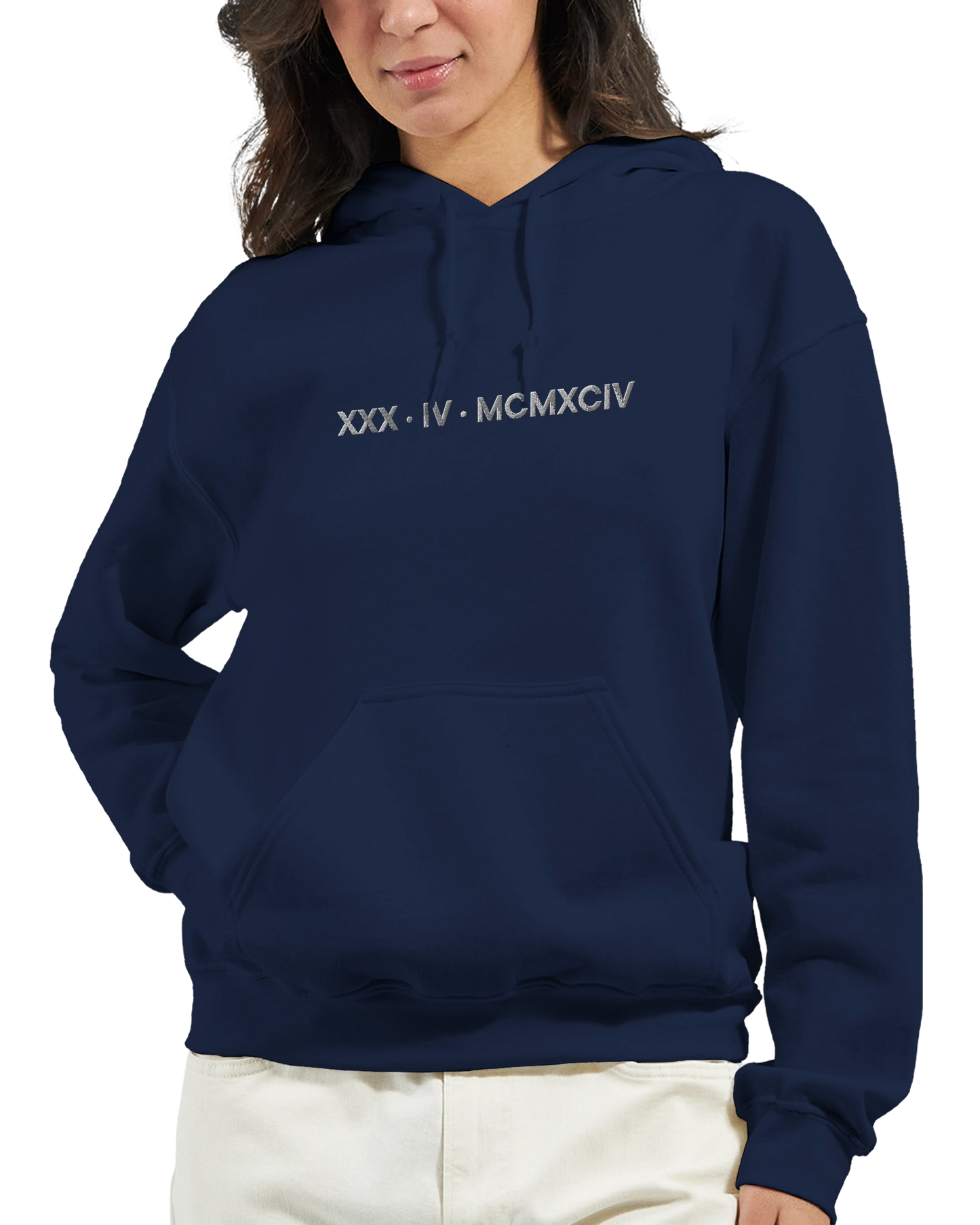 Personalized Embroidered Hoodie – Special Date in Roman Numerals