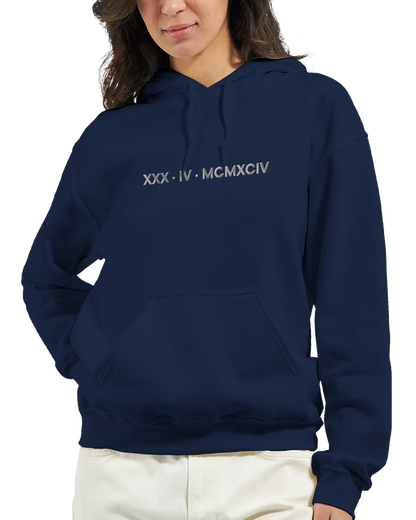 Personalized Embroidered Hoodie – Special Date in Roman Numerals