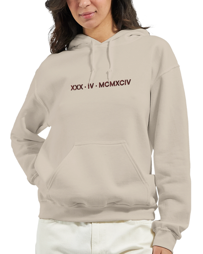 Personalized Embroidered Hoodie – Special Date in Roman Numerals