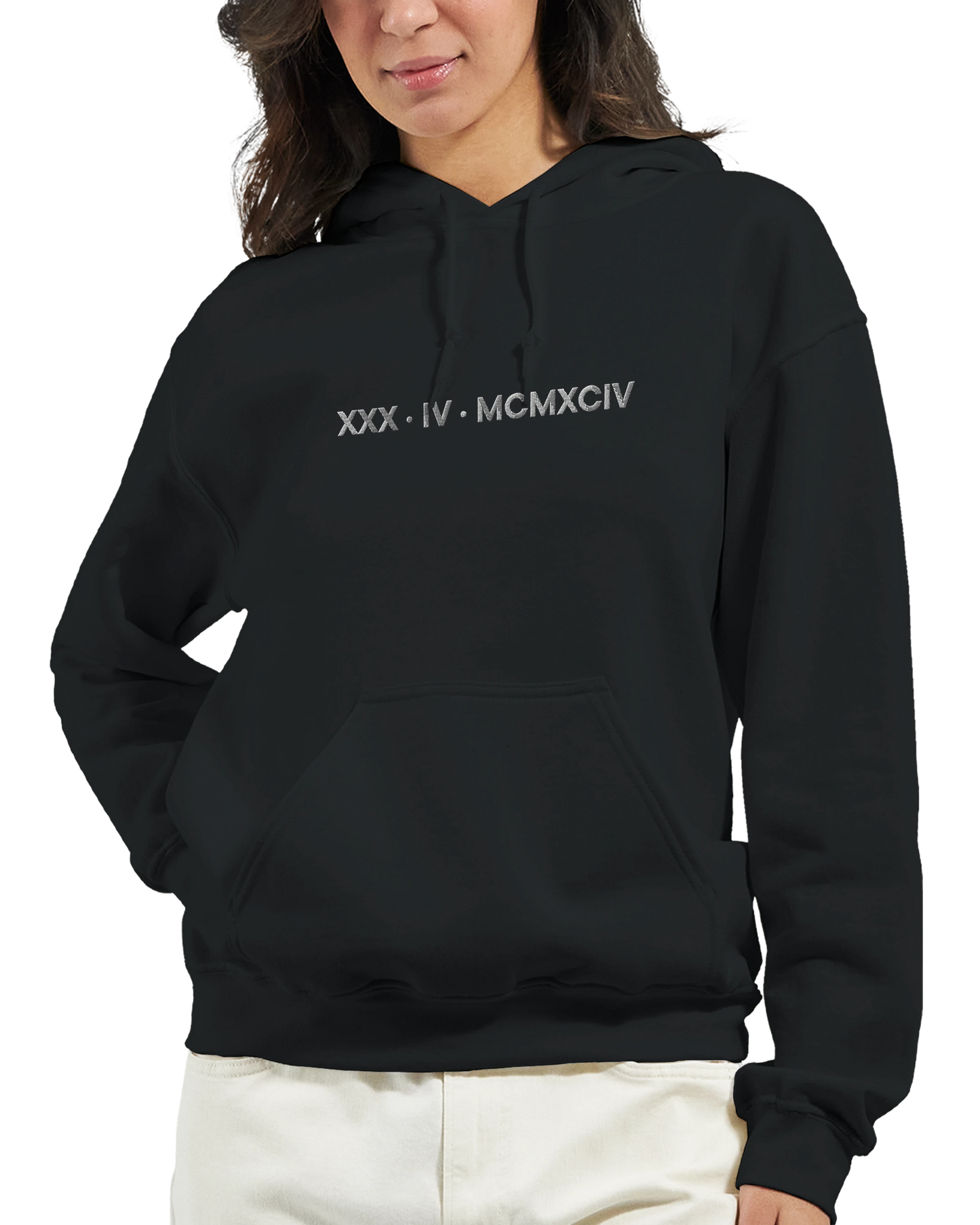 Personalized Embroidered Hoodie – Special Date in Roman Numerals