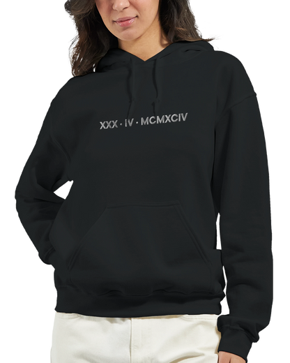 Personalized Embroidered Hoodie – Special Date in Roman Numerals