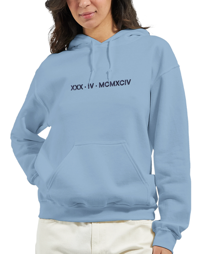 Personalized Embroidered Hoodie – Special Date in Roman Numerals