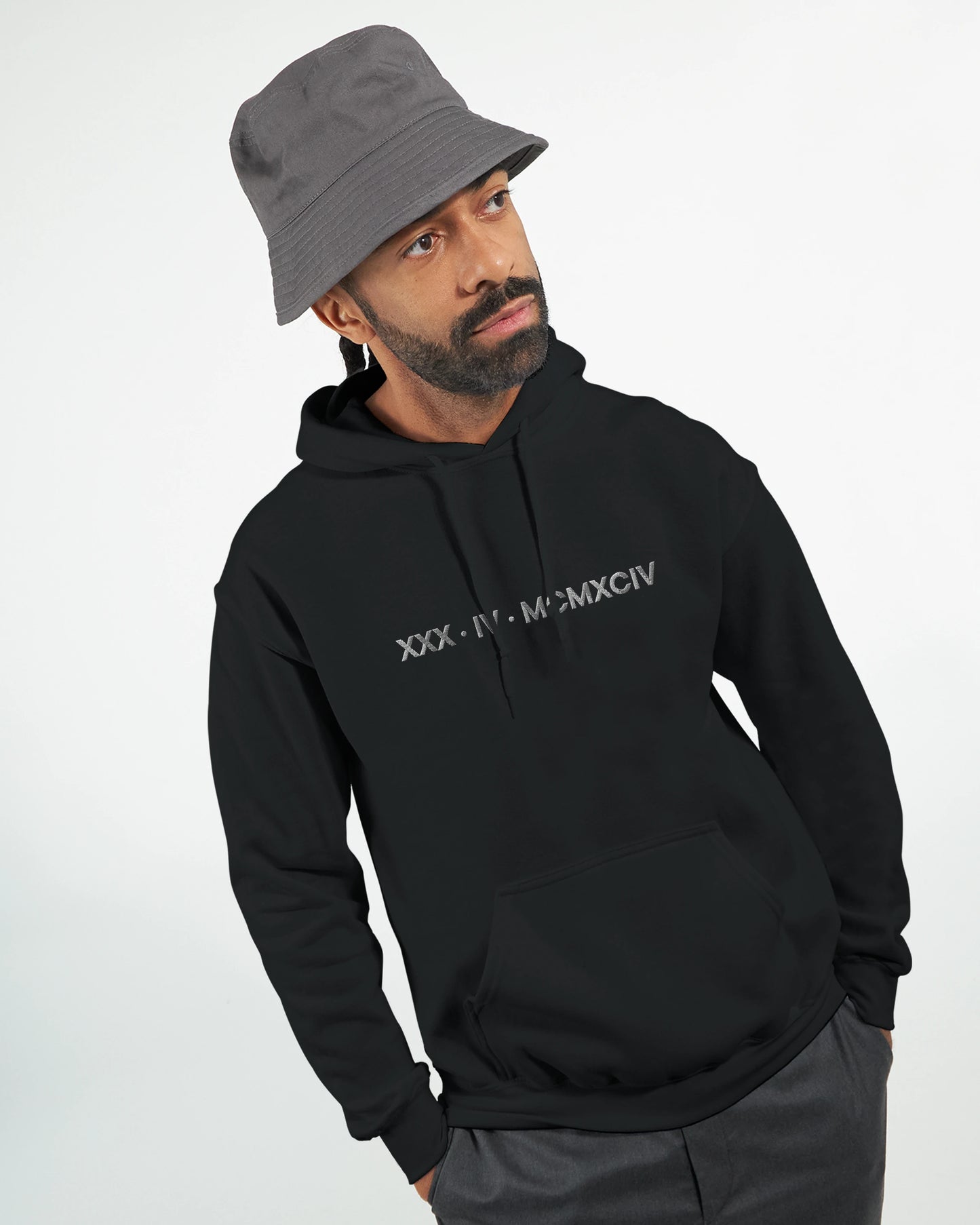 Personalized Embroidered Hoodie – Special Date in Roman Numerals