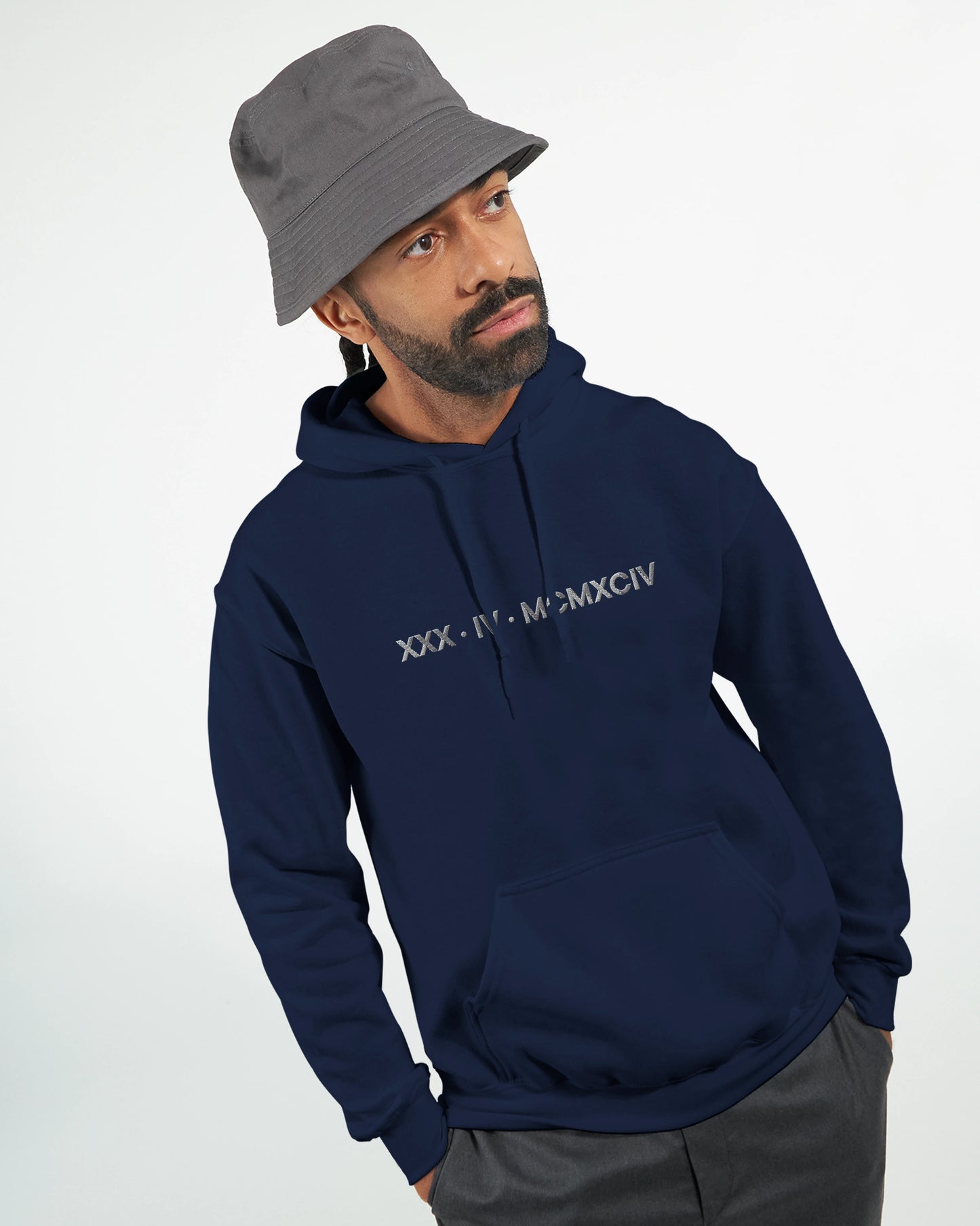 Personalized Embroidered Hoodie – Special Date in Roman Numerals